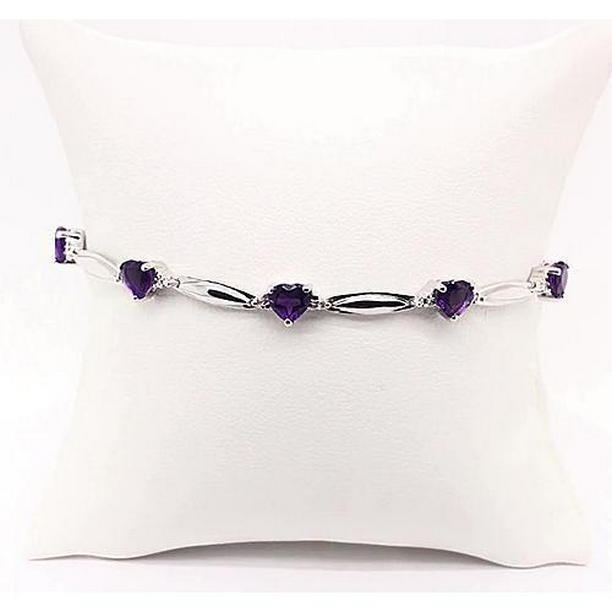 Picture of Harry Chad Enterprises 56505 9.54 CT Purple Amethyst Heart Shape Diamond Bracelet