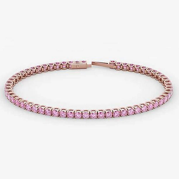 Picture of Harry Chad Enterprises 56513 5.90 CT Pink Sapphire 14K Rose Gold Tennis Bracelet