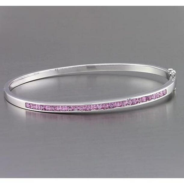 56548 Pink Sapphire 5 CT Womens Bangle, White Gold