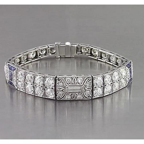 Picture of Harry Chad Enterprises 56550 24.80 CT Antique Style Womens Sapphire & Diamond Bracelet