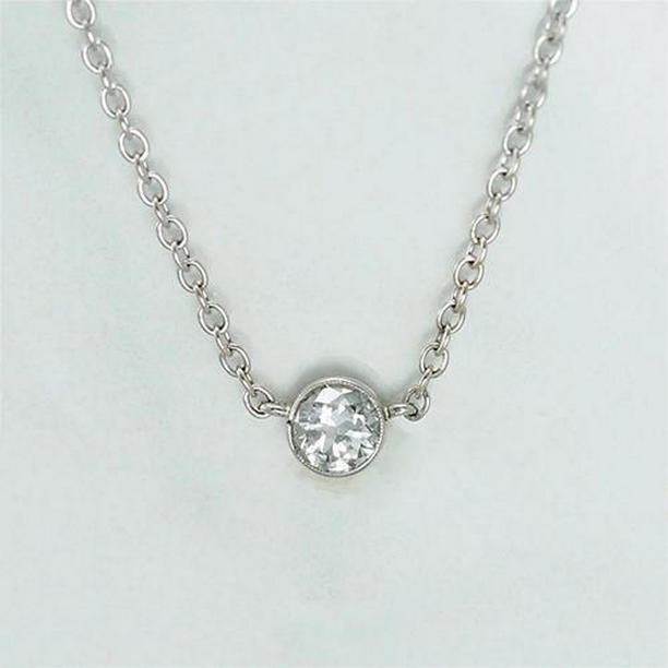 Picture of Harry Chad Enterprises 57409 1.50 CT Solitaire Bezel Set Diamond White Gold Pendant Necklace