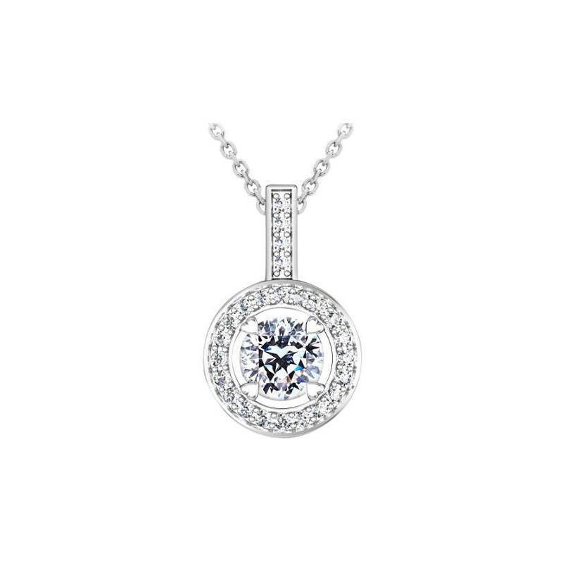 Picture of Harry Chad Enterprises 57425 2.10 CT Round Cut Diamonds Lady Pendant Necklace&#44; 14K White Gold