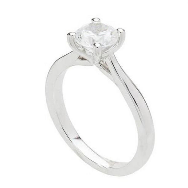 57433 Solitaire Round Diamond 1.50 CT Engagement Ring, 14K White Gold - Size 6.5