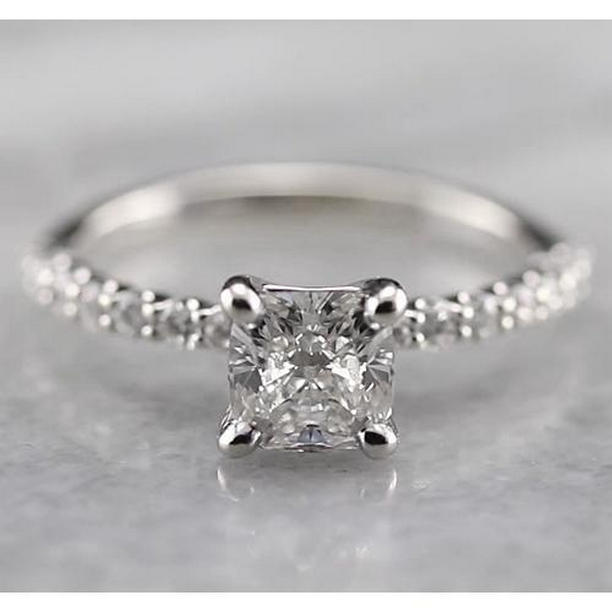 1.50 CT Radiant Diamond Engagement Ring, 14K White Gold - Size 6.5
