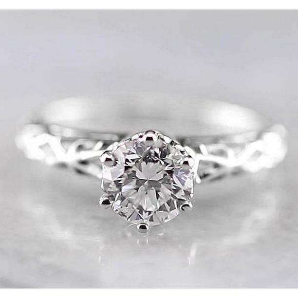 58591 1 CT Solitaire Round Diamond Engagement Ring, 14K White Gold - Size 6.5