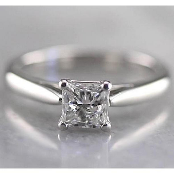 Picture of Harry Chad Enterprises 58601 1 CT Princess Solitaire Diamond Engagement Ring, 14K White Gold - Size 6.5