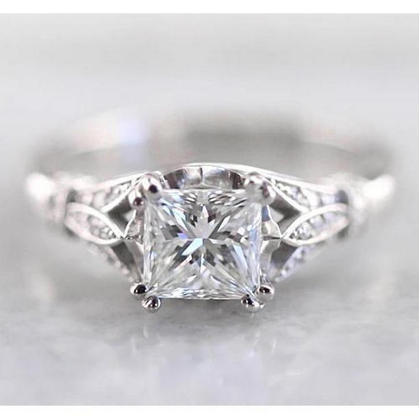 Princess Diamond 1.75 CT White Gold Engagement Ring, Size 6.5