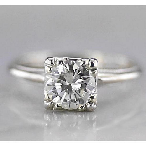 Picture of Harry Chad Enterprises 58604 1 CT Solitaire Round Diamond Engagement Ring, 14K White Gold - Size 6.5
