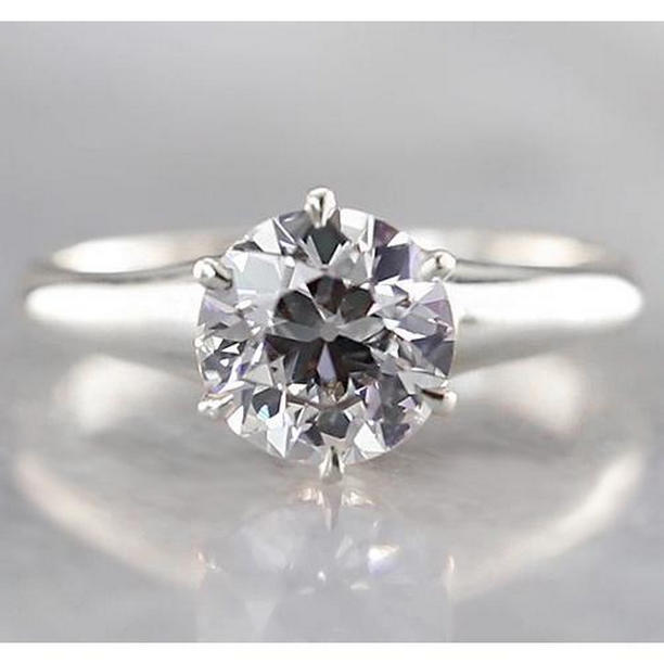58606 1.50 CT Solitaire Round Ring, 14K White Gold - Size 6.5