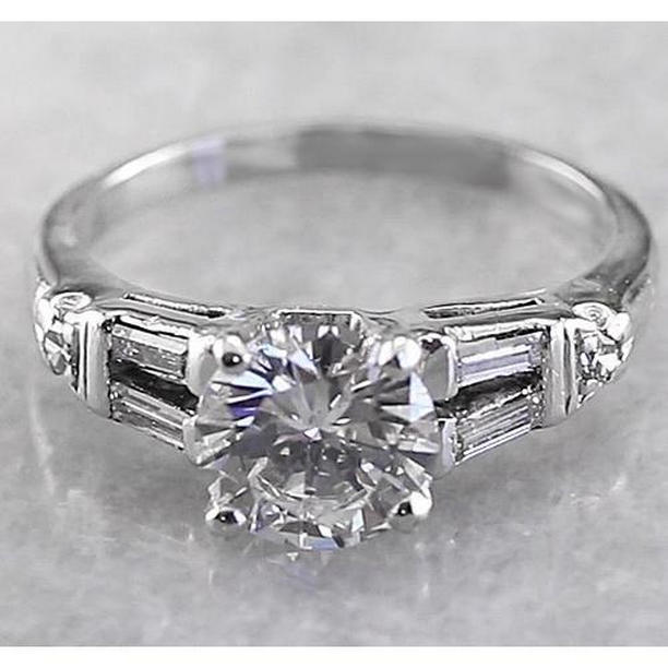 58618 2 CT Round Diamond Engagement Ring, 14K White Gold - Size 6.5