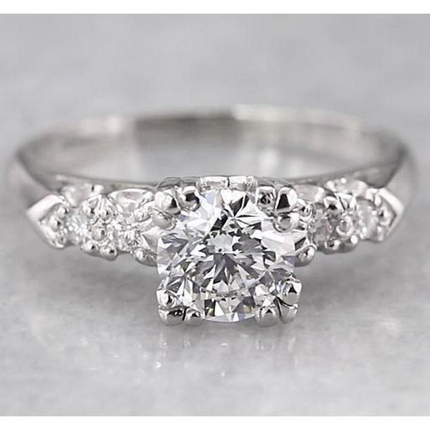 1.50 CT Engagement Round Diamond Ring, 14K White Gold - Size 6.5