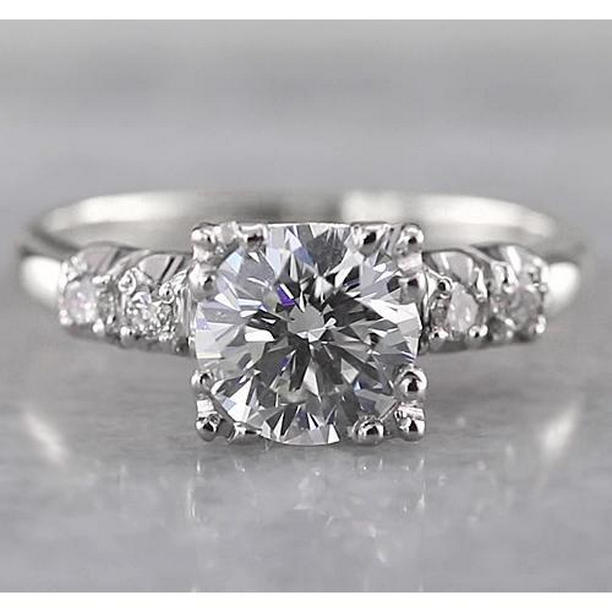 58631 2 CT Round Diamond Engagement Ring, 14K White Gold - Size 6.5