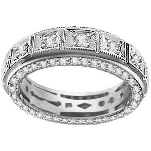 58658 Mens 370 CT Round Cut Diamond Wedding Band 14K White Gold  Size 65