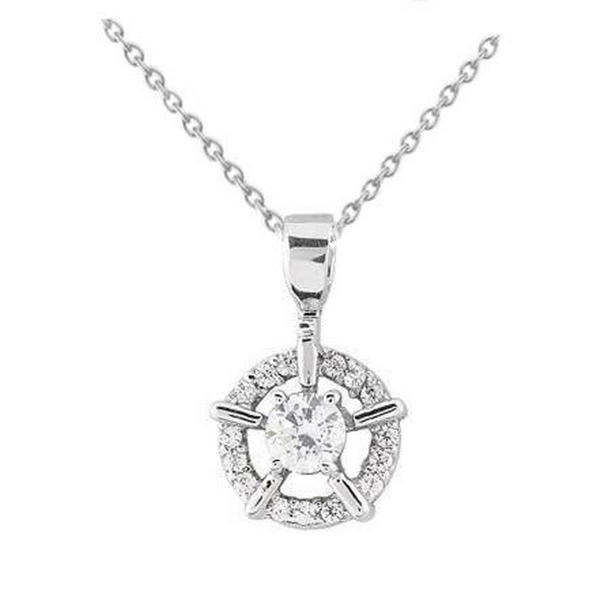 Picture of Harry Chad Enterprises 58660 Circle 1.75 CT Round Cut Diamonds Pendant Necklace&#44; 14K White Gold