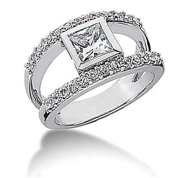 Natural Diamond 1 CT White Gold Engagement Ring, Size 6.5