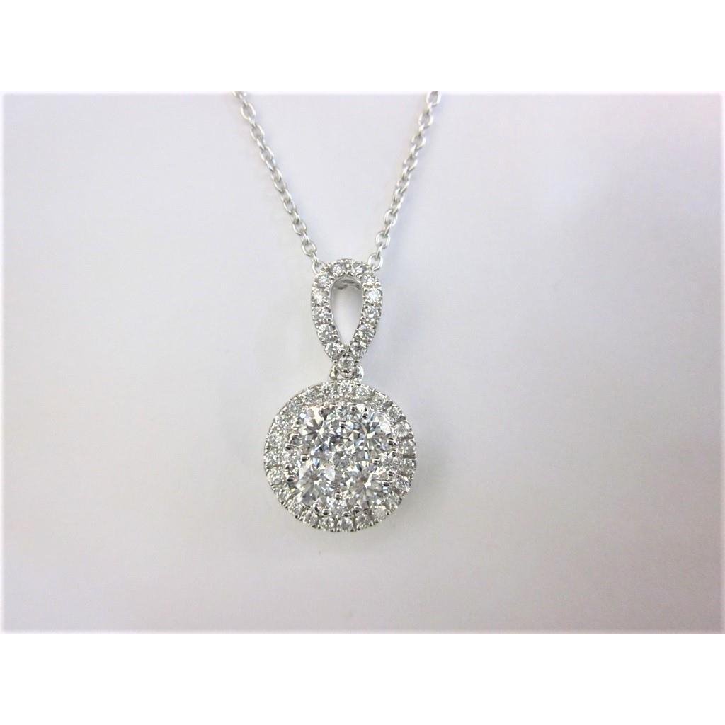 Picture of Harry Chad Enterprises 58737 2 CT Round Cut 14K White Gold Pendant Necklace with Chain