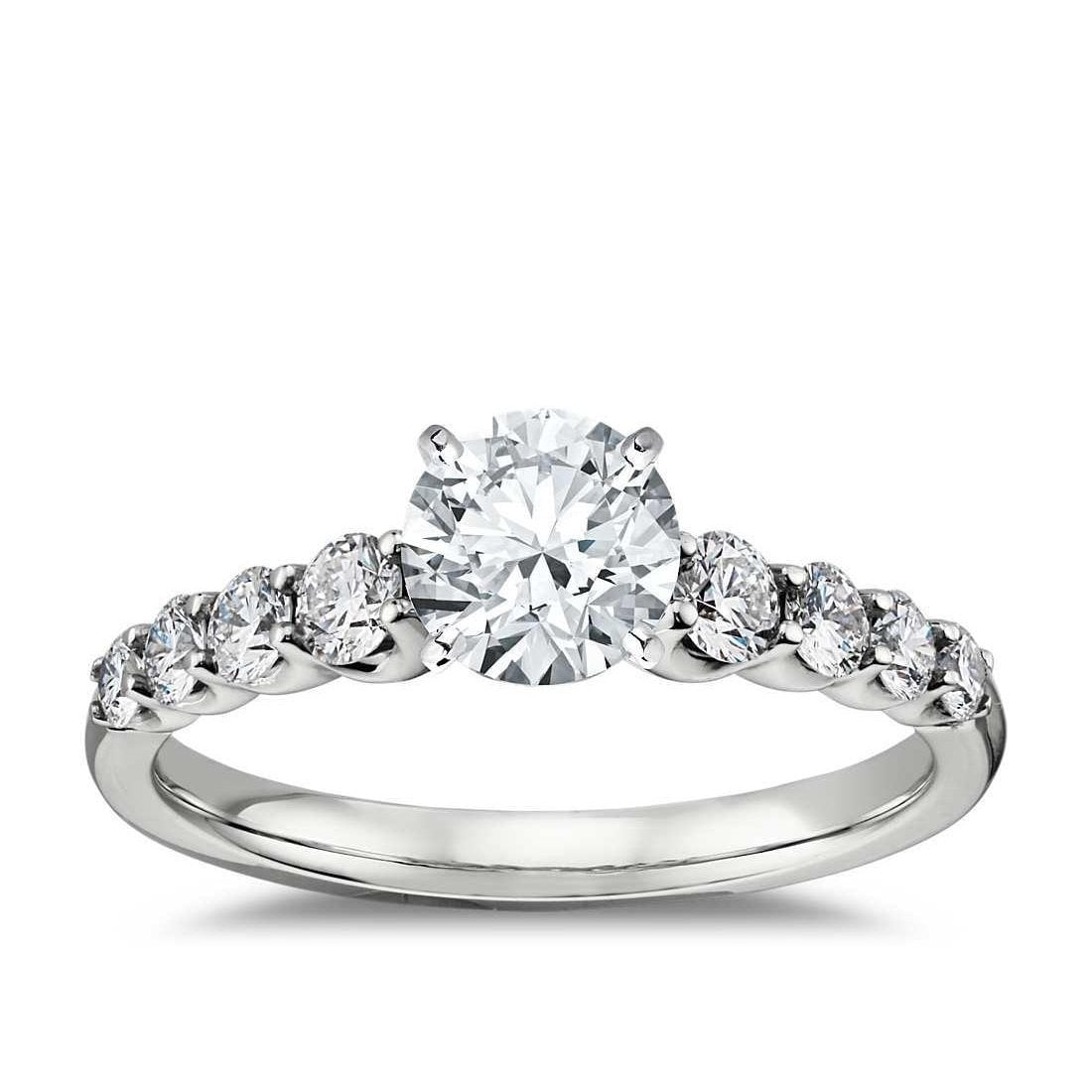 58743 1.40 CT Round Diamond Wedding Ring, 14K White Gold - Size 6.5