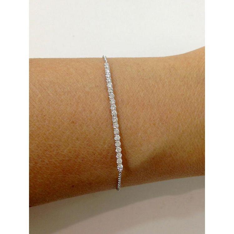 59797 2 CT Sparkling Round Diamond Bracelet, 14K White Gold