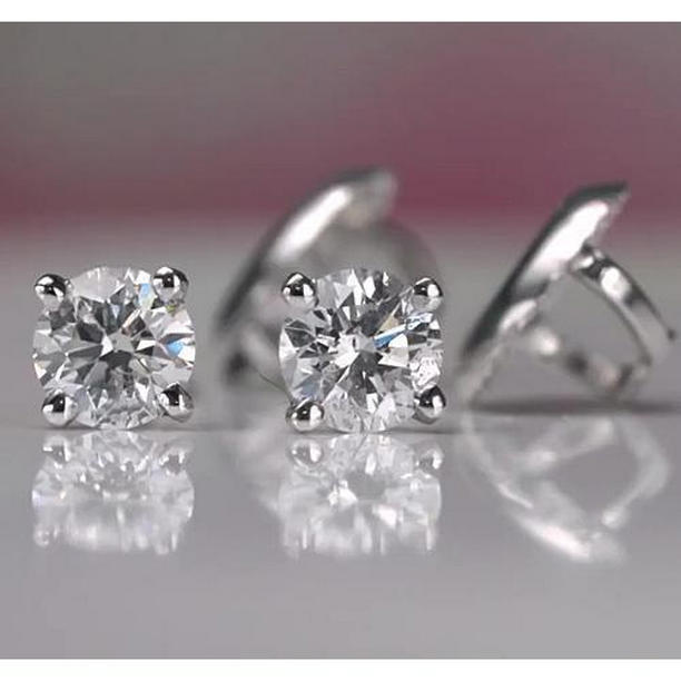 59806 1 CT Diamond Stud Earring, 14K White Gold
