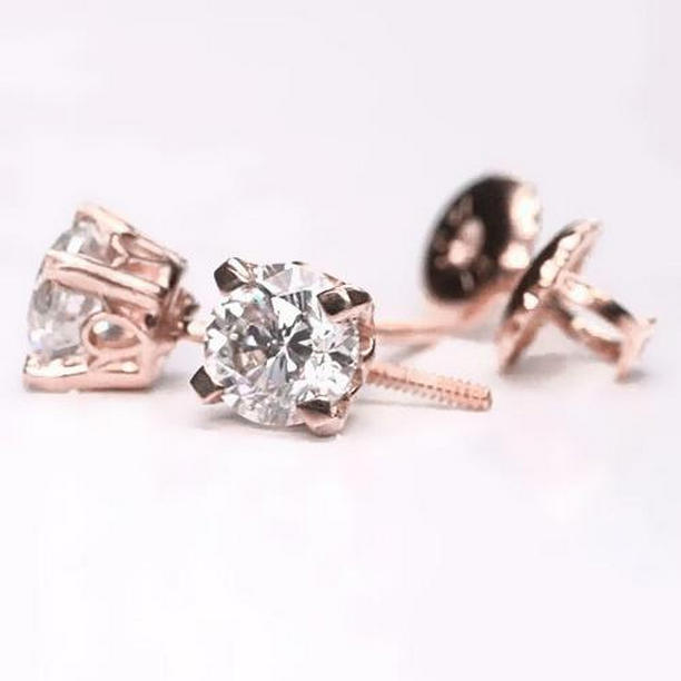 59808 1.60 CT Rose Gold Diamond Stud Earring