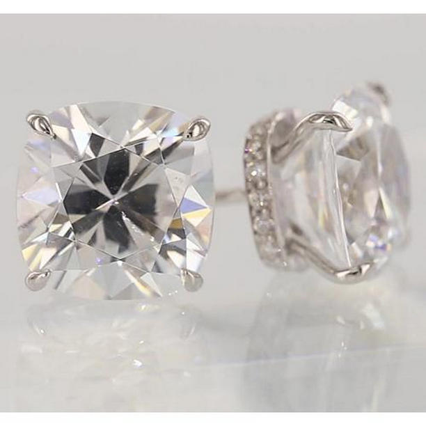 59813 1.60 CT Cushion Diamond Stud Earring, 14K White Gold