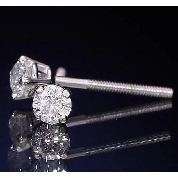 59816 1.30 CT Round Diamond Basket Style Stud Earring