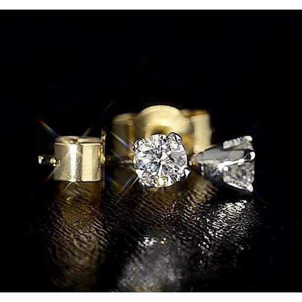 59820 Crown Setting Round 1 CT Diamond Stud Earrings, 14K Yellow Gold