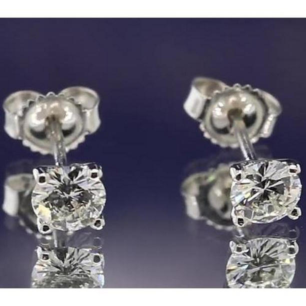 59822 1.20 CT Four Prong Martini Style Round Diamond Stud Earring