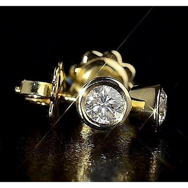 59829 1.50 CT 14K Yellow Gold Round G Vs1 Diamond Stud Earring