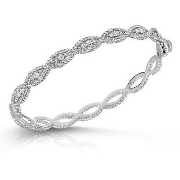 59837 280 CT 14K White Gold Round Diamond Bangle