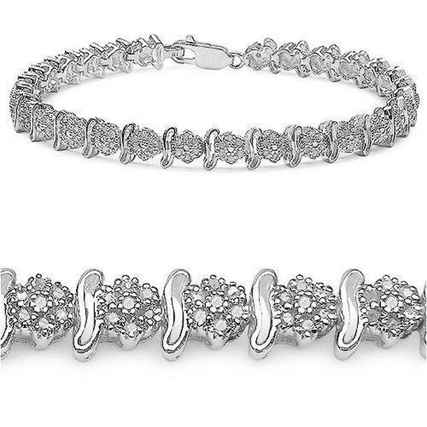 59839 Sparkling Round Cut 4 CT Diamonds Tennis Bracelet, 14K White Gold