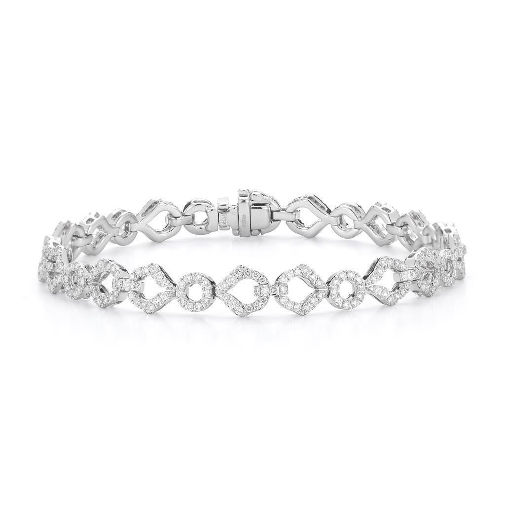 59845 4 CT Round Pave Setting Diamond Open Link Bracelet, 14K Solid Gold