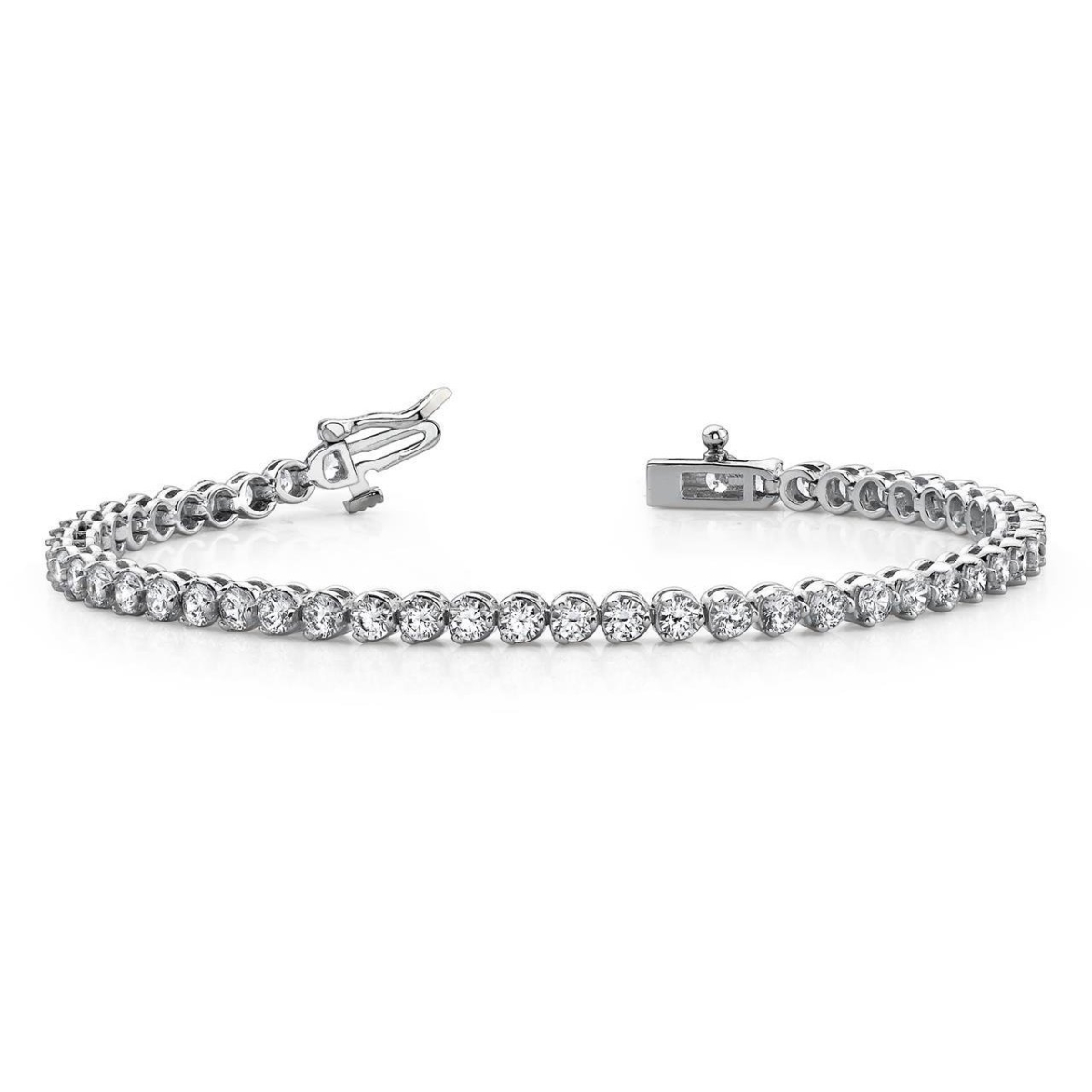 59857 Prong Setting Round Cut 5 CT Diamonds Tennis Bracelet, White Gold
