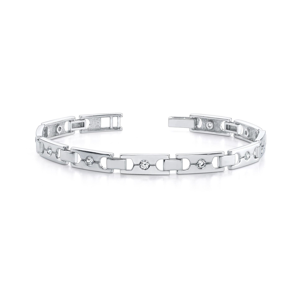 60678 Buckle Style 2.50 CT Diamonds Mens Bracelet, 14K White Gold