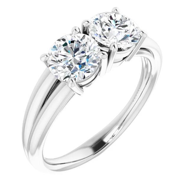 2 CT Split Shank Round Diamond Engagement Ring, 14K White Gold - Size 6.5