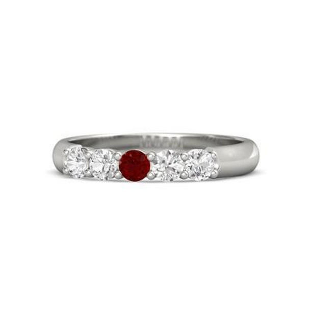 Round Ruby & 1.50 CT 14K White Gold Diamond Ring, Size 6.5