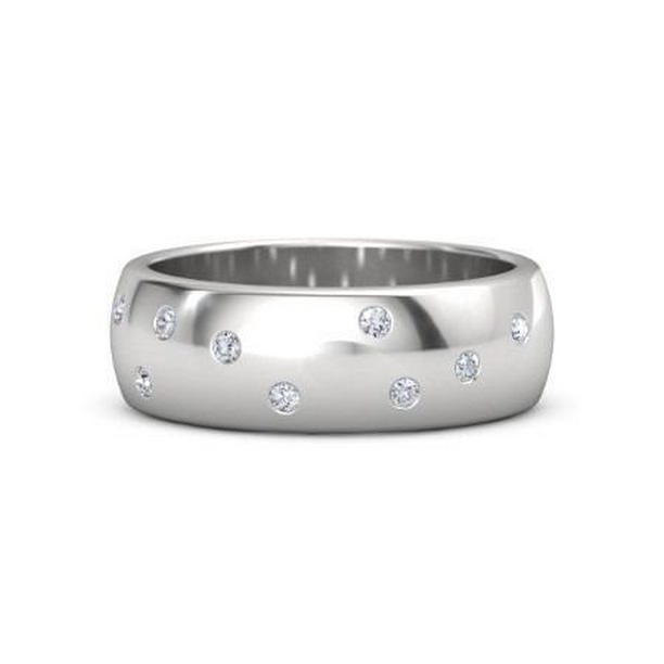 Picture of Harry Chad Enterprises 60739 Gypsy Set Round Diamond Band 0.90 CT 14K White Gold Mens Ring&#44; Size 8