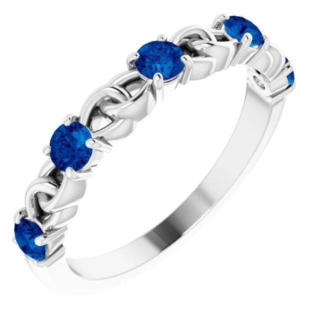 Picture of Harry Chad Enterprises 60749 2.50 CT Round Blue Sapphire Ring&#44; 14K White Gold - Size 6.5