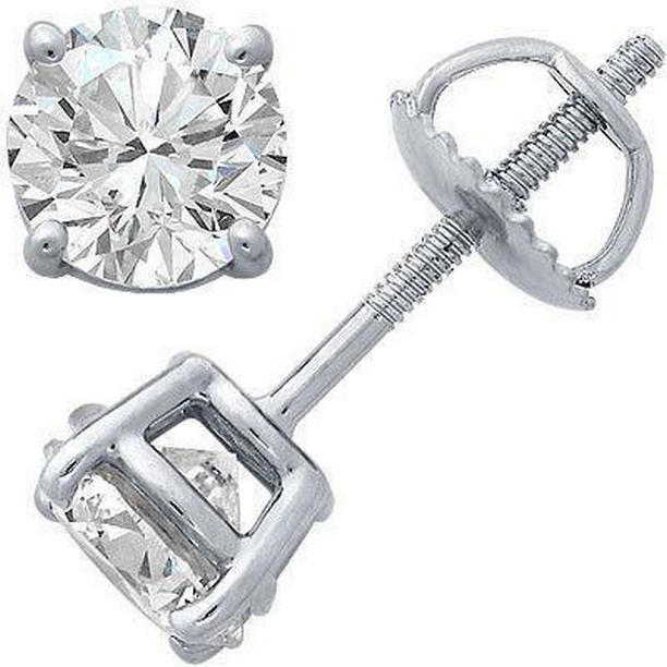 61408 2 CT Round Cut Diamond Lady 4 Prong Setting Stud Earrings