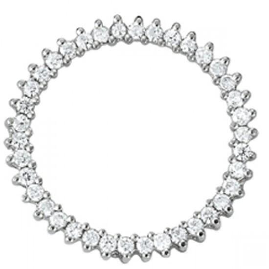 1.25 CT 14K White Gold Diamond Round Circle Pendant without Chain