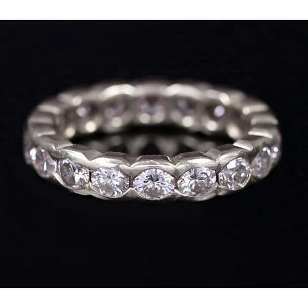 2.70 CT Old Miner Eternity Wedding Band, 14K White Gold - Size 6.5