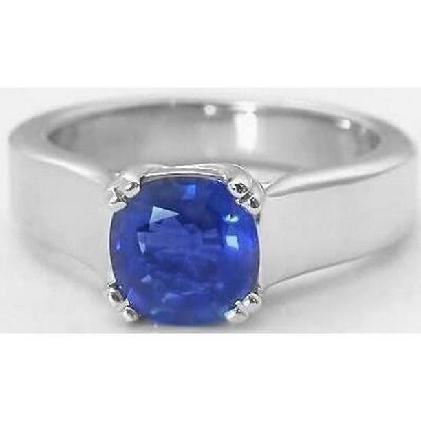 62079 Solitaire Ceylon Sapphire 1.80 CT Wedding Ring, White Gold - Size 6.5