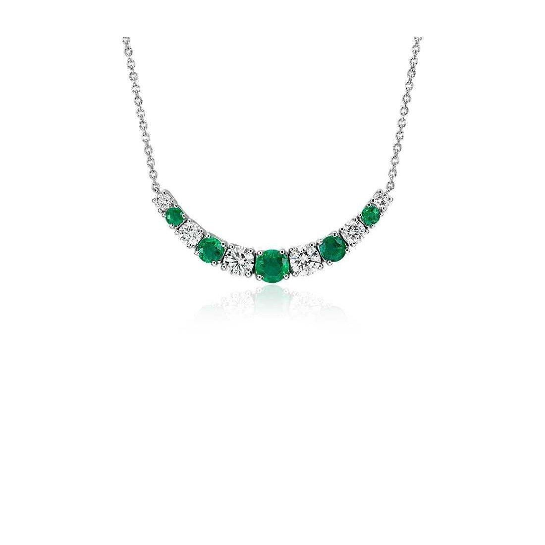 Picture of Harry Chad Enterprises 62126 24 CT Round Cut Emerald with Diamond Necklace&#44; 14K White Gold