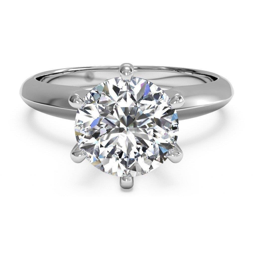62767 Ladies Solitaire Round Diamond Wedding Ring, 14K White Gold - Size 6.5