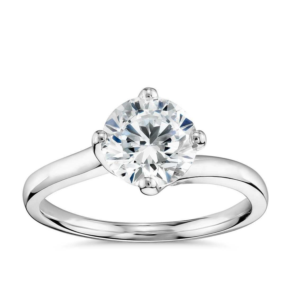62782 1.10 CT Round Cut Solitaire Diamond Wedding Lady Ring, White Gold - Size 6.5