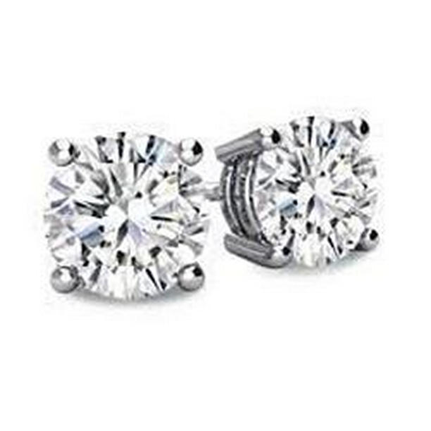 Round Cut Diamond 2.30 CT Solid Stud Earrings, 14K White Gold