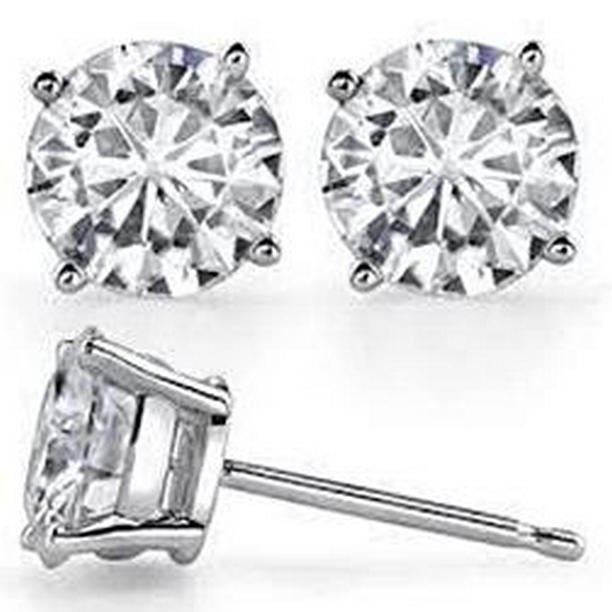 2 CT Round Cut White Gold Womens Diamond Stud Earring