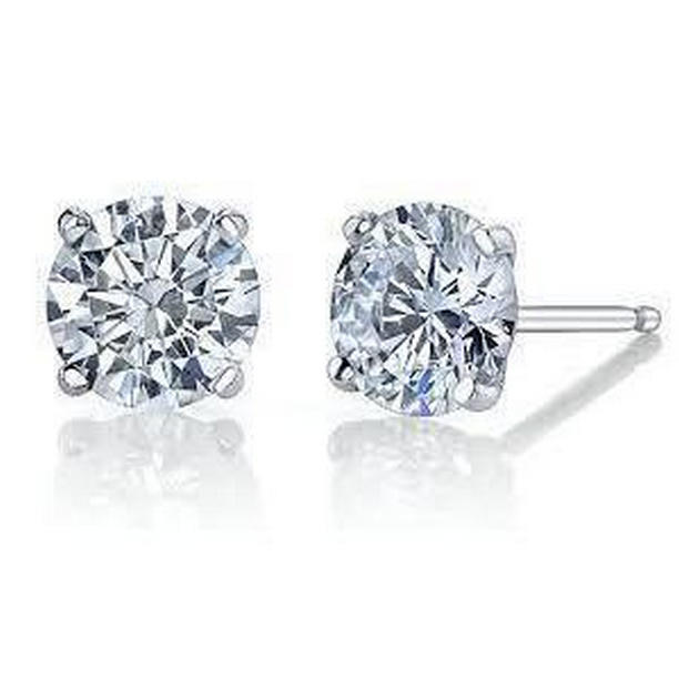 63579 2 CT Round Cut Pair White Gold Womens Diamond Stud Earring
