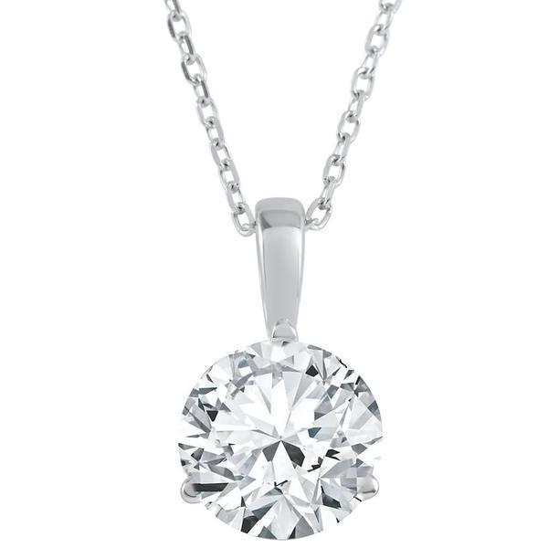 63583 1.05 CT Solitaire Round Diamond Necklace Pendant, 14K White Gold