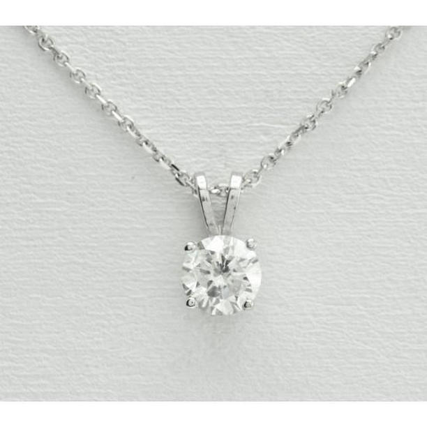 63584 Solitaire Round Diamond 0.95 CT White Gold Necklace Pendant